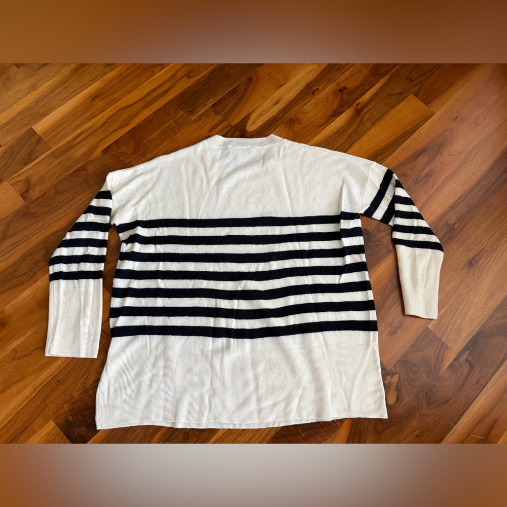 AYR Lofty Softie Sweater in Black and White Stripes, ECU - Picture 7 of 10